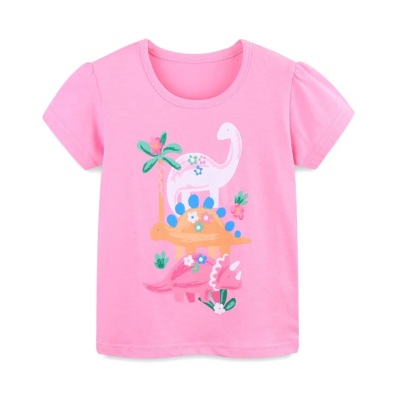 Girls Cartoon Print Casual Summer T-Shirts