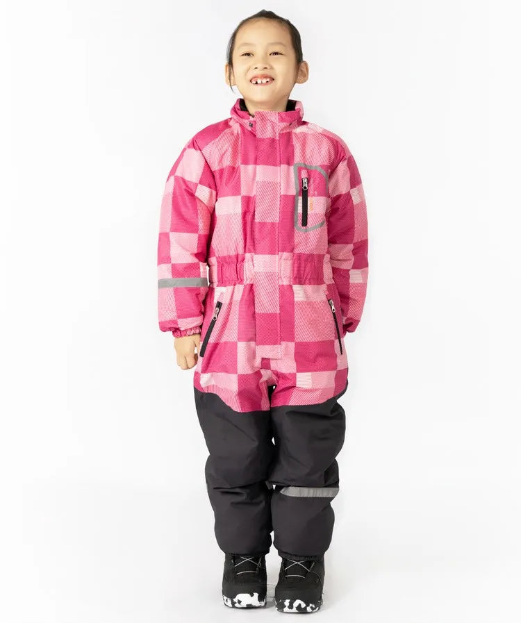 Plus Velvet Windproof Kids One-piece Thickening Ski Suit childrensterritory