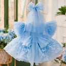 Elegant Butterfly Designed Blue Flower Girl Dress with Hairband childrensterritory