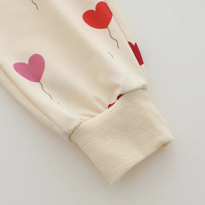 2PCS Love Balloon Print Long sleeved Baby Warm Clothing Set childrensterritory