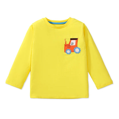 Little Girls Cartoon Tactor Embroidery Cotton T-shirts childrensterritory