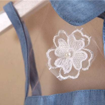 Baby Girl Flower Mesh Denim Dress for Summer childrensterritory