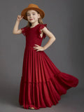 Kids Girls Stylish Lace Design Cotton Bohemia Long Dresses childrensterritory