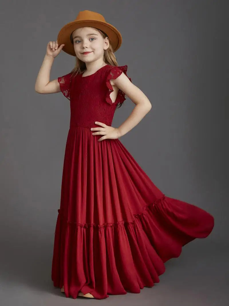 Girls Sleeveless Long Princess Dresses childrensterritory