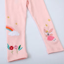 Rainbow Flower Print Cotton Pink Leggings For Kids Girls childrensterritory