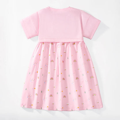 Little Girls Unicorns Embroidered Casual Summer Dress childrensterritory