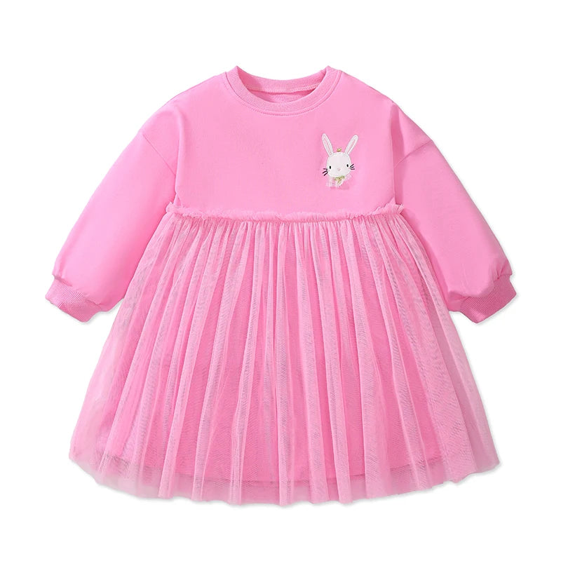 Cartoon Print Long Sleeves Cotton Girl Dress