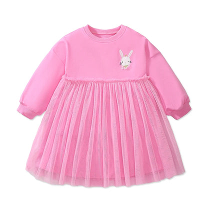 Cartoon Print Long Sleeves Cotton Girl Dress