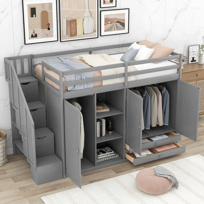 Multipurpose Loft Bed featuring Shelves, Closets, and Storage childrensterritory