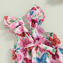Butterfly Flower Print Baby Girls Summer Bodysuit childrensterritory