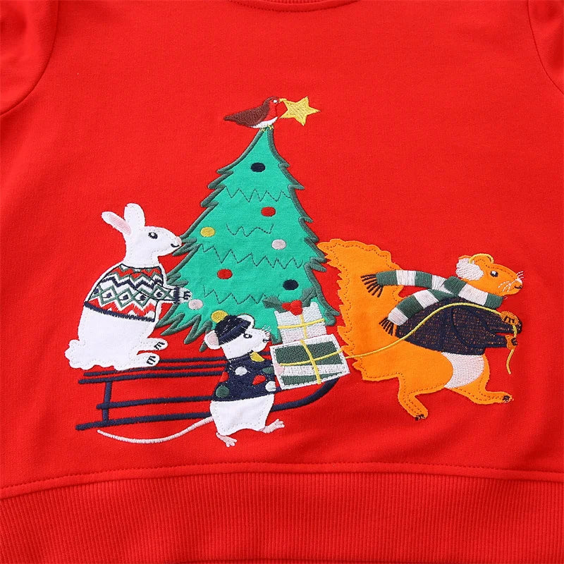 Cartoon Animal Print Long Sleeve Kids Boys Sweatshirts