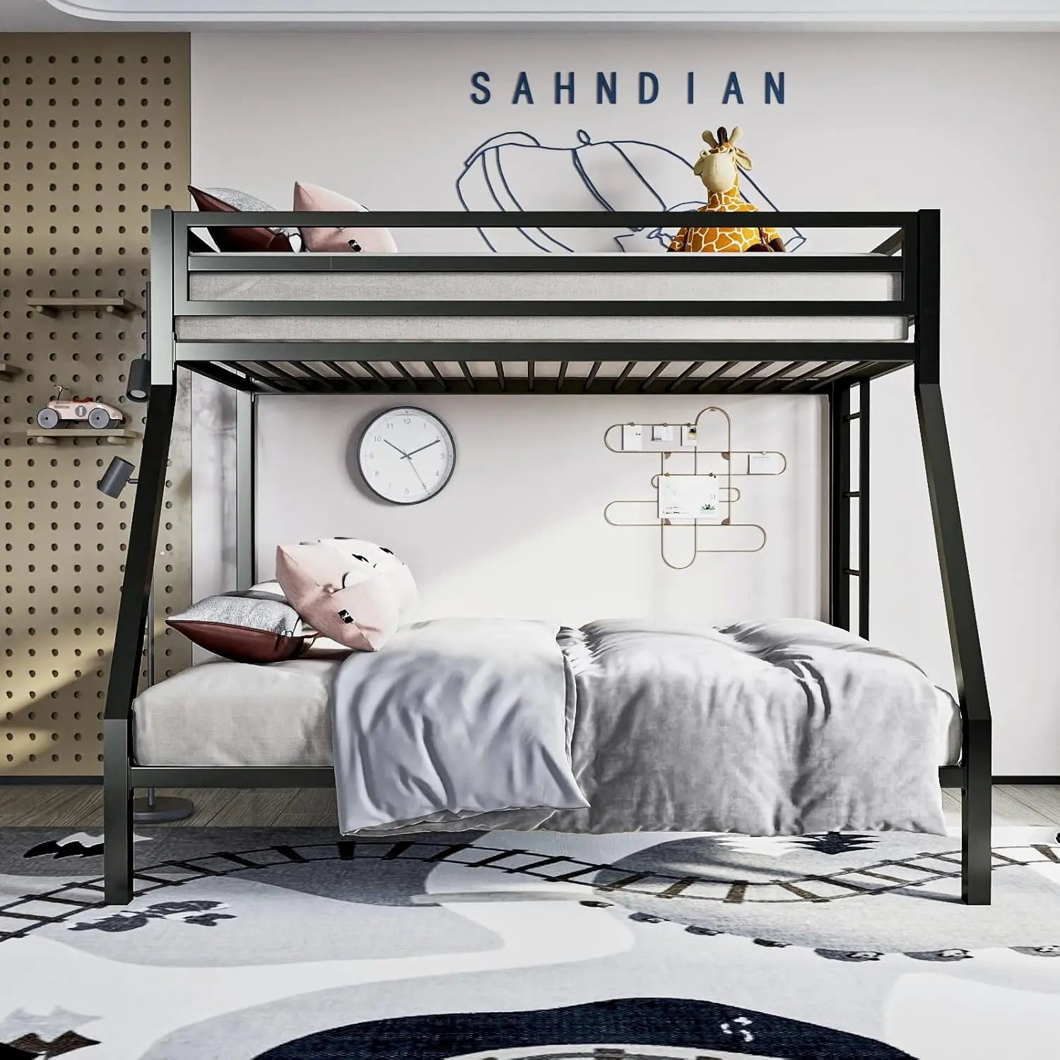 Twin Over Full-Size Beds with Sturdy Guard Rail &amp; Removable Ladder childrensterritory