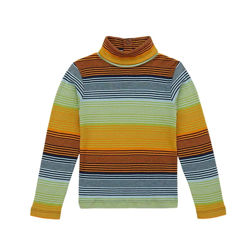 Retro Style Girls' Sweet Mid-Neck Tops for Autumn