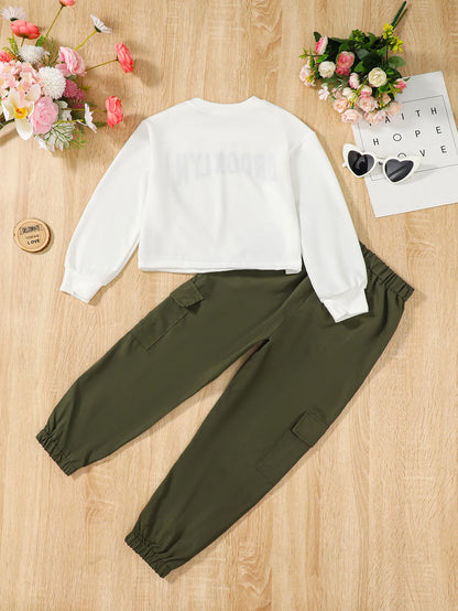 2PCS Boys &amp; Girls Letter Print Top And Pants Clothing Set childrensterritory