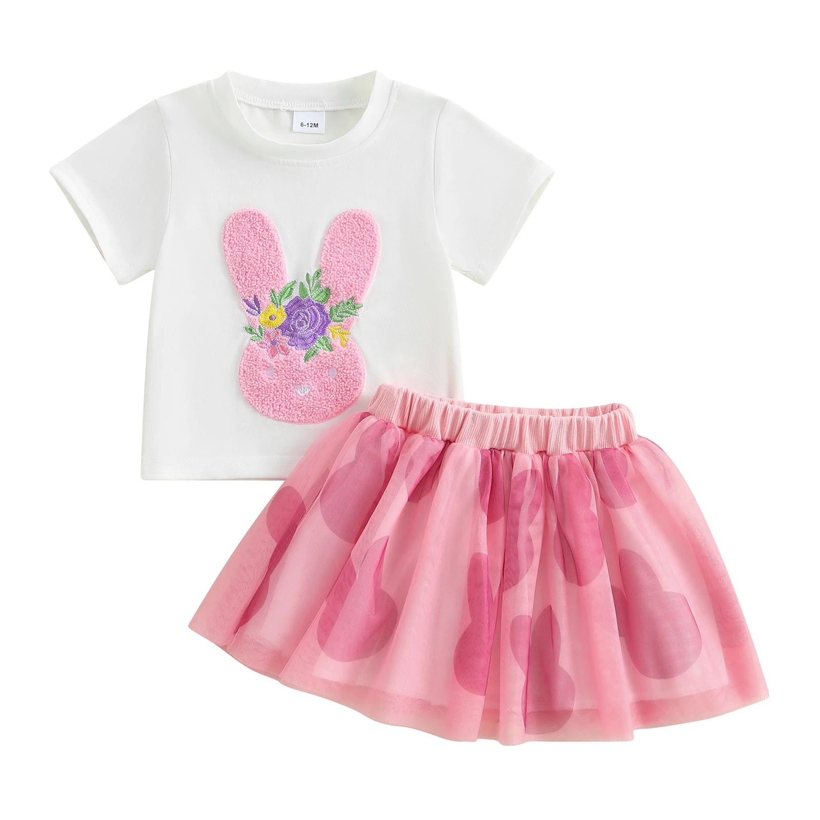 Rainbow Embroidery T-Shirt with Tulle Skirt Set for Little Girls childrensterritory