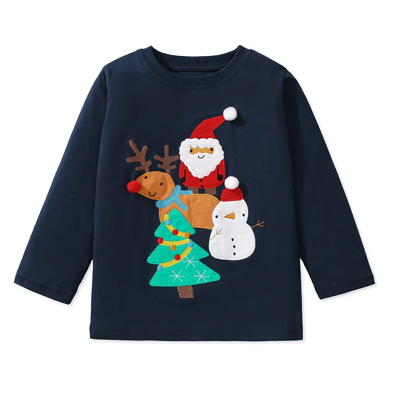 Cartoon Embroidered Kids Long Sleeves Cotton Tops childrensterritory
