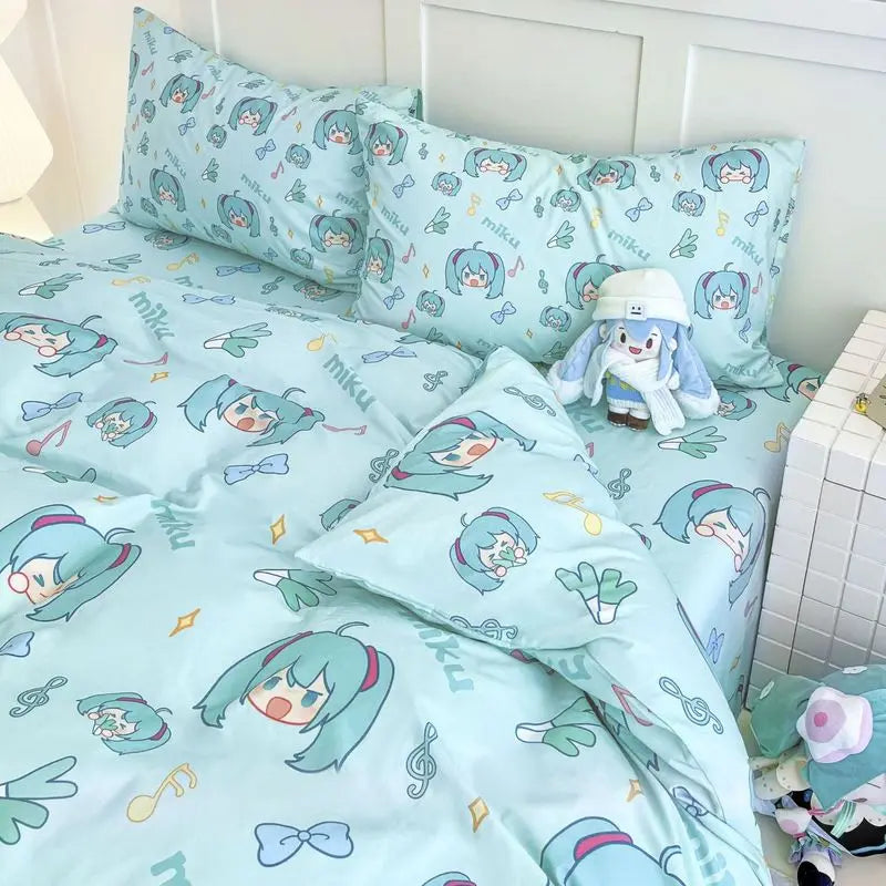 Girls' Cute Cartoon Design Soft Bedding Set