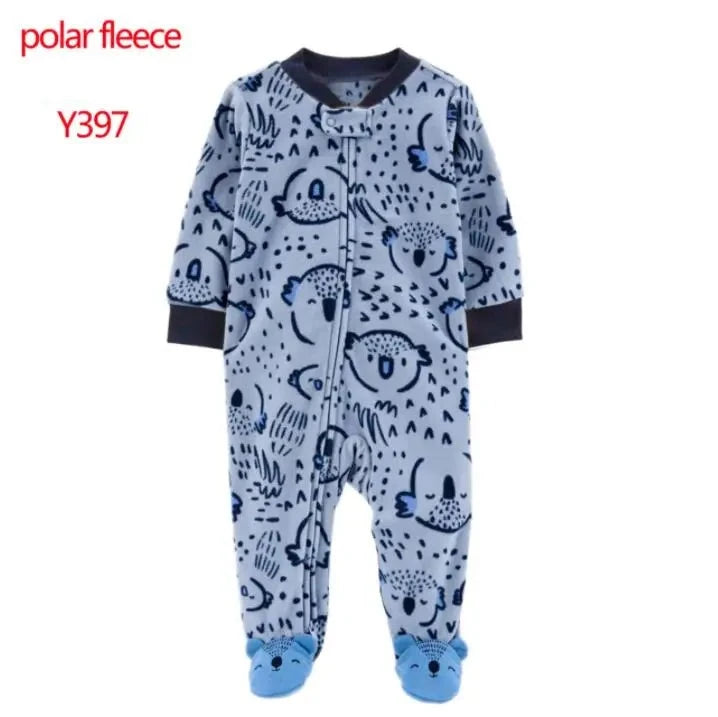 Newborn Baby Zipper Up Overalls Fleece Romper for Winter childrensterritory