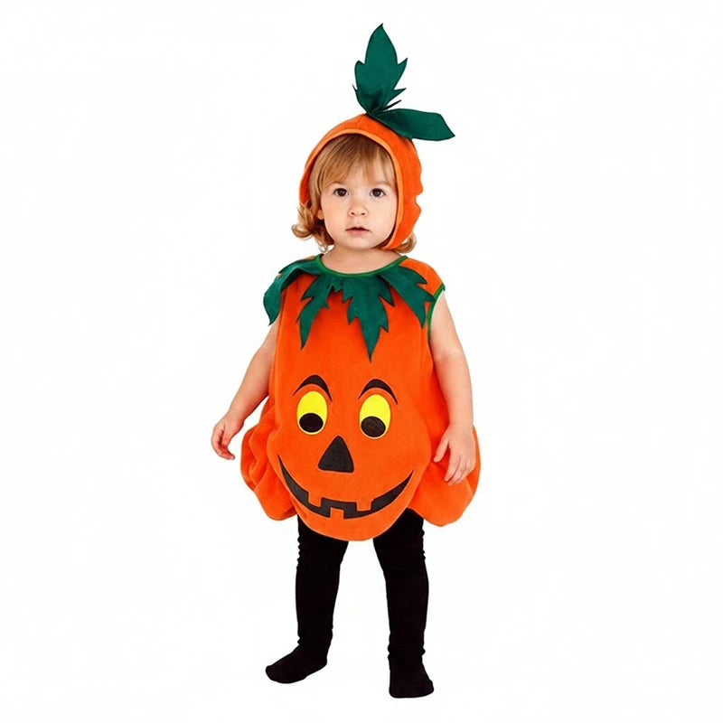 Kids Girls Fancy Cosplay Dresses for Halloween with Pumpkin Bag