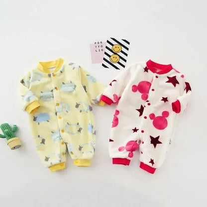 Soft Flannel Warm Printed Baby Romper for Winter