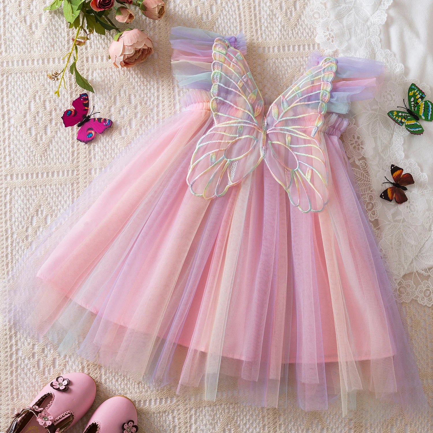 Baby Girls Ruffles Lace Design Birthday Party Princess Dresses