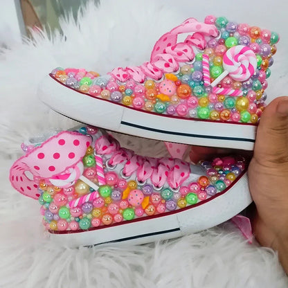 Mother-Daughter Matching Handmade Rhinestones Bling Sneakers