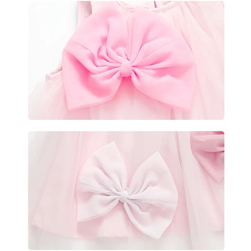 Little Girls Stylish Bow Design A-Line Princess Yarn Skirt Dresses
