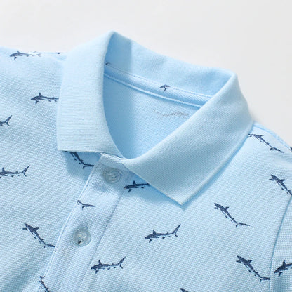 Kids Boys Cartoon Sharks Print Casual Summer T-Shirts childrensterritory