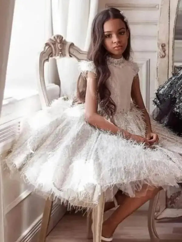 Kids Girls Puffy Glitter Pearls Wedding Pageant Gowns childrensterritory