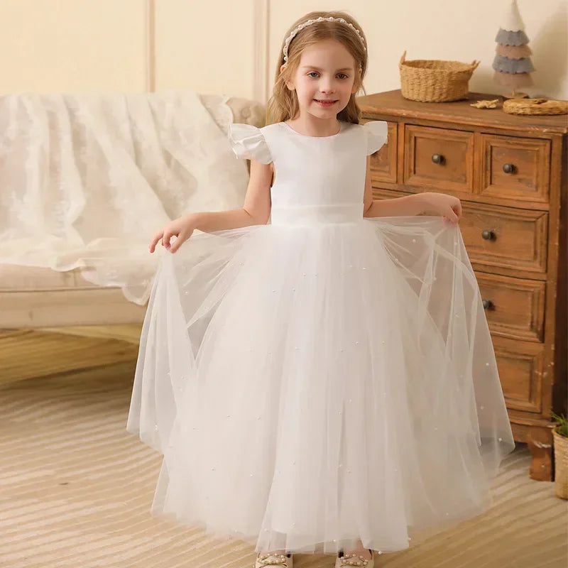 Long Flying Sleeve Mesh Princess Dresses for Kids Girls