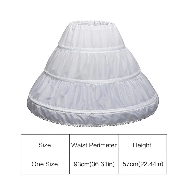 Kids Girls Lace Design 3 Hoops Underskirt for Dresses