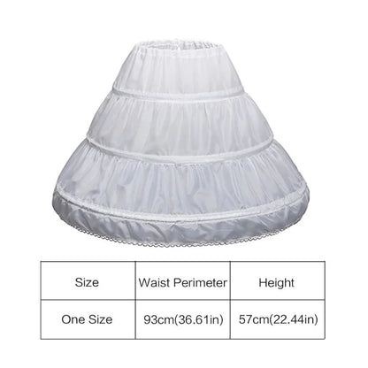 Kids Girls Lace Design 3 Hoops Underskirt for Dresses
