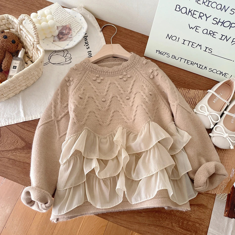 Girls' Long-Sleeved Soft Winter Sweater