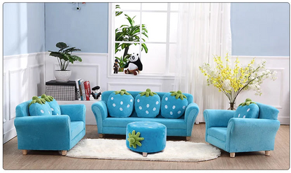 Kids Sofa Strawberry Designed Armrest Lounge Couch w/2 Pillow
