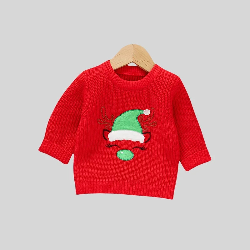 Kids' Long-Sleeved Embroidery Design Warm Sweater