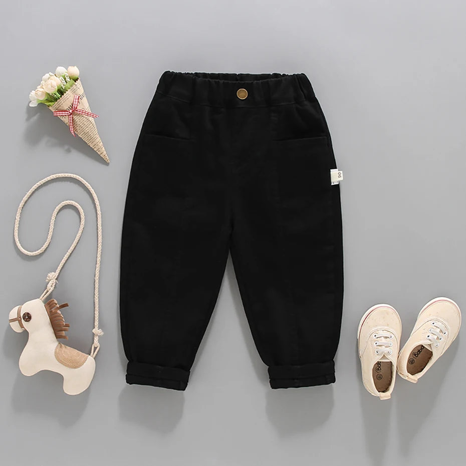 Little Boys Solid Color Casual Pants For Spring Autumn childrensterritory