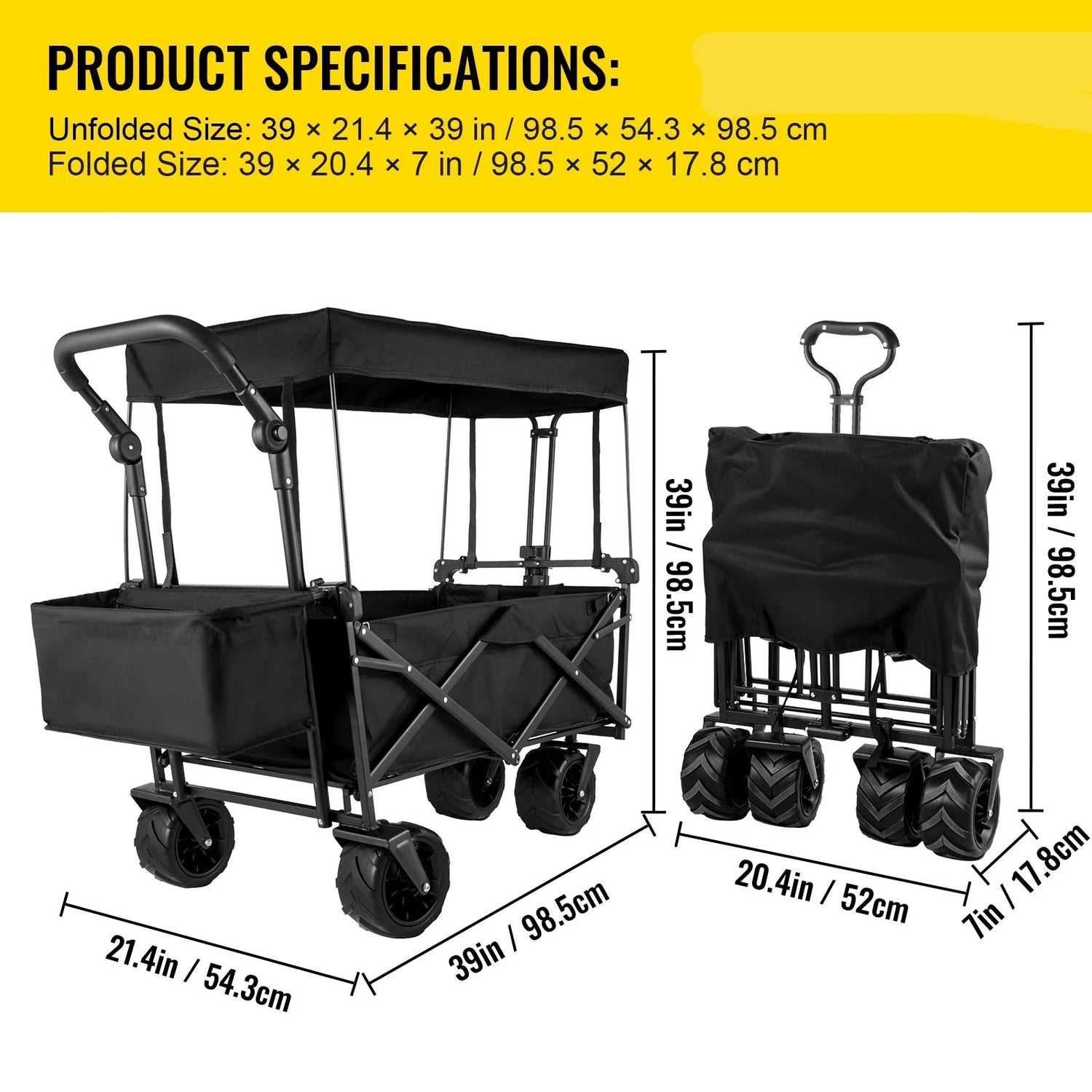 Folding Wagon Utility Carts With Removable Canopy &amp; Wheels childrensterritory