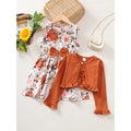 Kids Girls 2pcs Floral Princess Dress + Solid Color Jacket Set