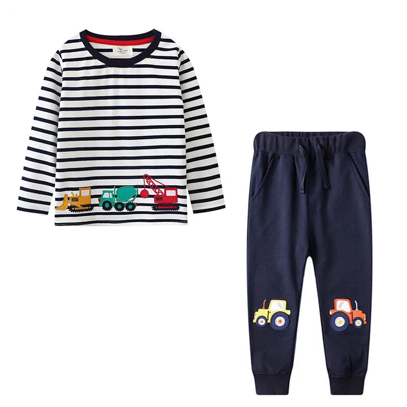 Kids Cartoon Animals and Letter Print 2 Piece Suit Sets childrensterritory