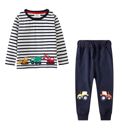 Kids Cartoon Animals and Letter Print 2 Piece Suit Sets childrensterritory