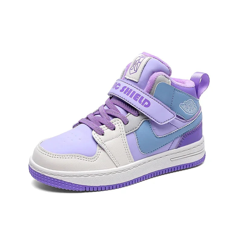 Warm Plush High-Top Kids Sports Sneakers