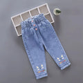 Kids Girls Cartoon Design Denim Trousers childrensterritory