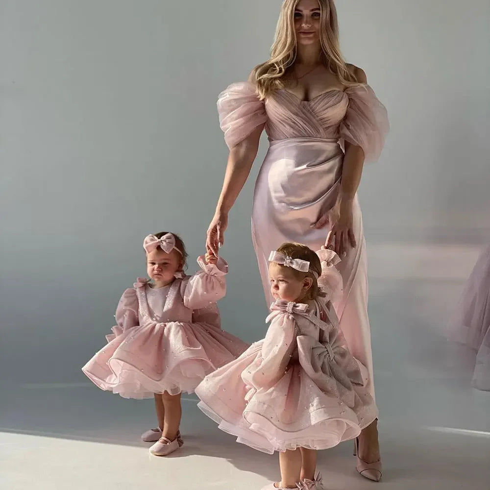 Baby/Kids Girls Pink Shining Pearls Design Ball Gown/Party Dress