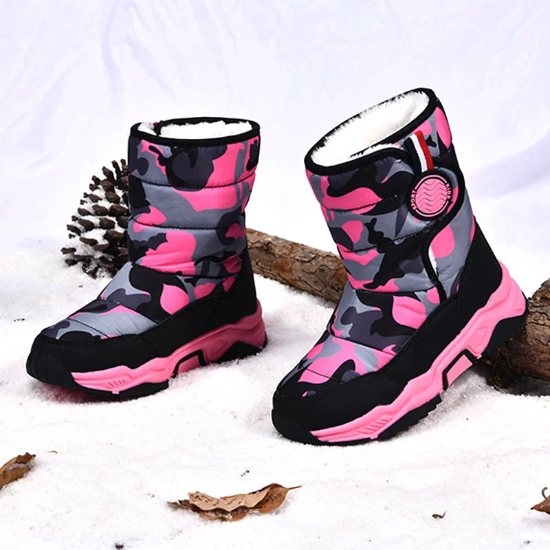 Kids Girls Boys Plush Waterproof Warm Snow Boots childrensterritory