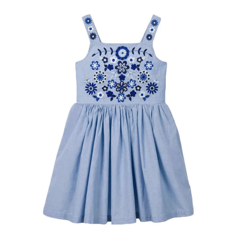 Kids Girls Cute Print Summer Casual Cotton Dresses childrensterritory