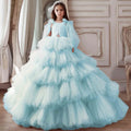 Kids Girls Tiered Tulle Bow Shoulder Design Dresses For Birthday/Prom childrensterritory