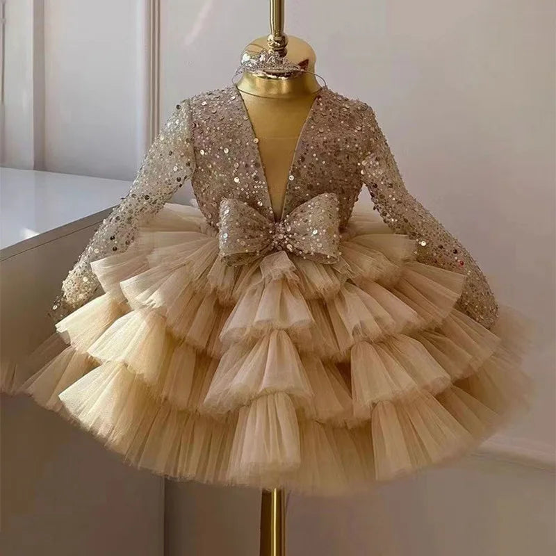 Tulle Tiered Handmade Infant Girls Party Gown/Dress