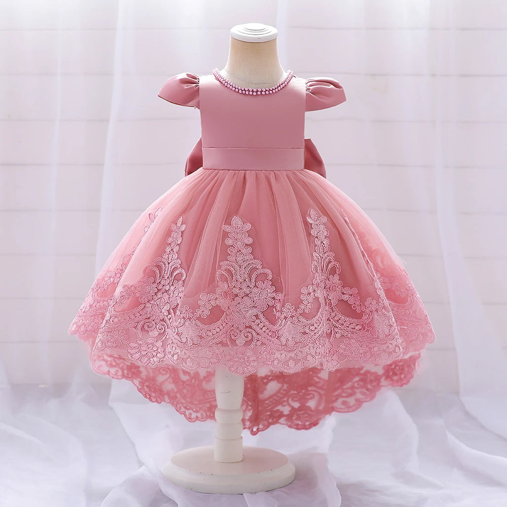 Baby Girls Bow Design Tulle 1st Birthday/Baptism Dresses childrensterritory
