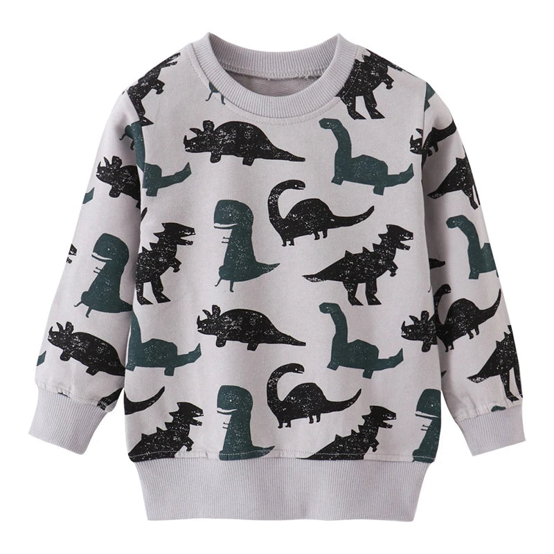 Little Boys Cartoon Dinosaurs Print Sweatshirts