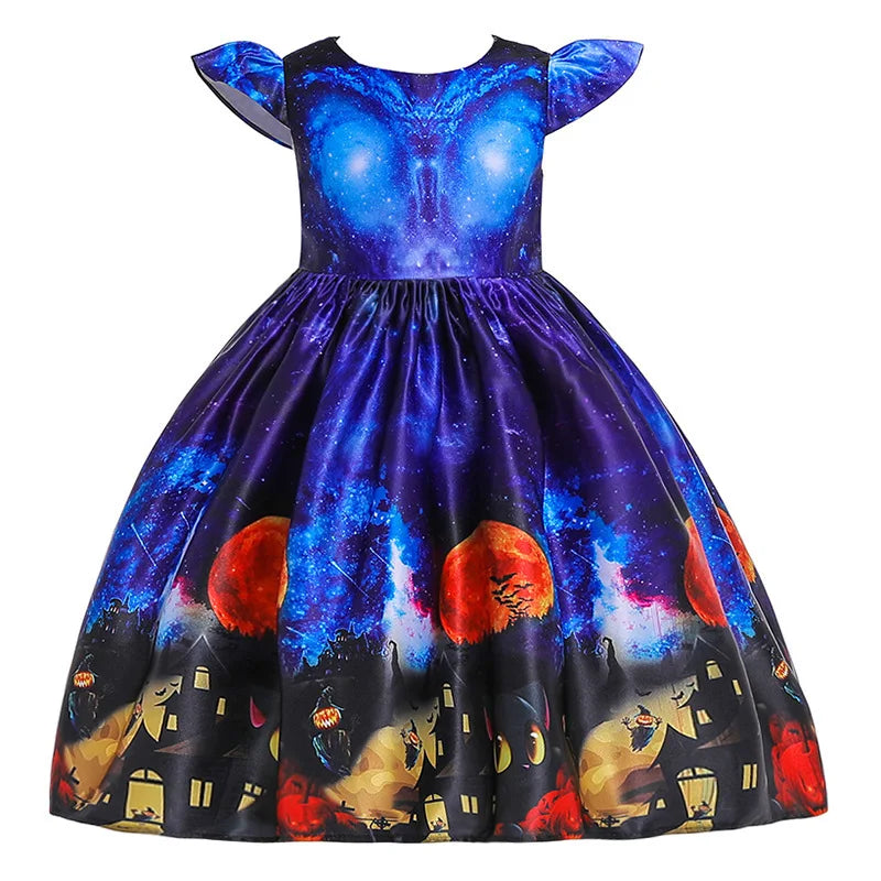 Vampire Pumpkin Print Halloween Costume for Kids Girls